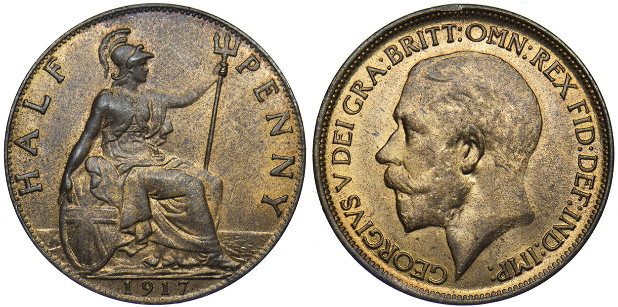 Vintage Coins 1921 King George V Half Penny Coin British Money