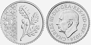 British 5 Pence 2024 Charles III