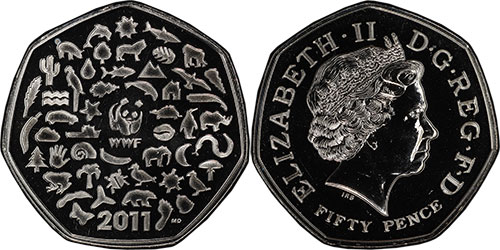 50 Pence 2011 World Wildlife Fund - British Coins