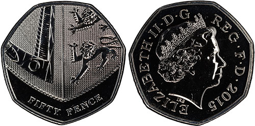 50 Pence 2015 4th Head - British Coins