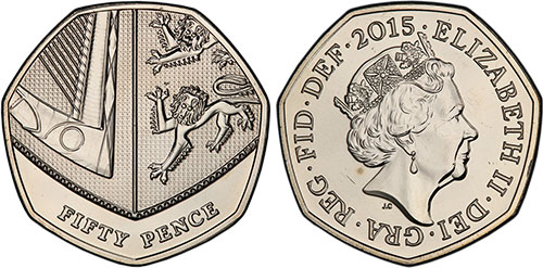 50 Pence 2015 5th Head - British Coins