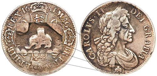 Crown 1681 Elephant and Castle British Coins