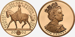 5 Pounds 2002 Gold Golden Jubilee British Coins
