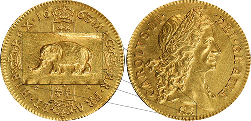 Guinea 1663 Elephant and Castle British Coins
