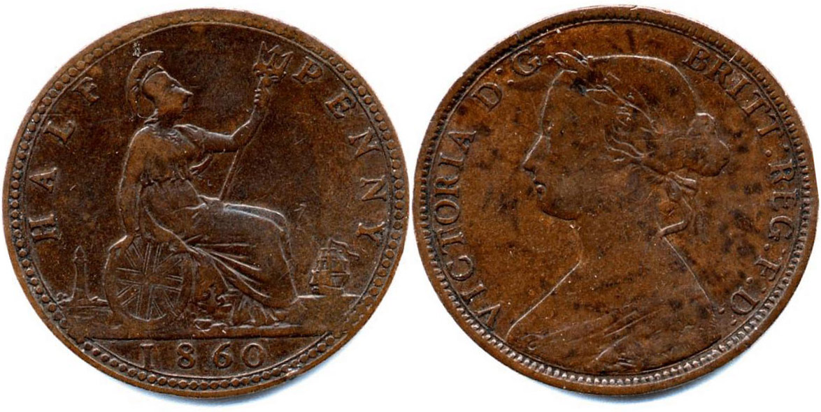 Half Penny 1860 - Mule - British coins - England and United Kingdom