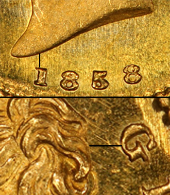 Half Sovereign 1858 - First Small Head - British Coins