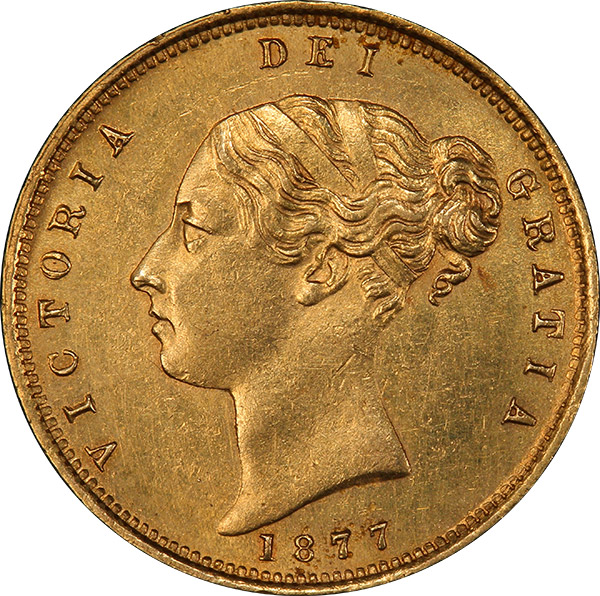 Half Sovereign 1877 - Fourth Head - British Coins
