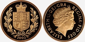 Sovereign 2002 Gold Golden Jubilee British Coins