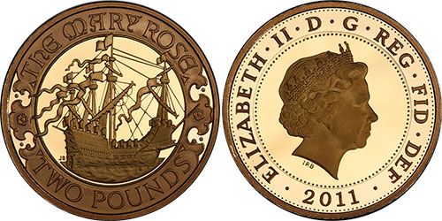 2 Pounds 2011 Mary Rose British Gold Coin