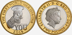 2 Pounds 2014 WWI Outbreak British Coins