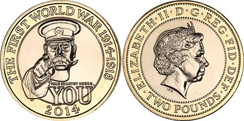 2 Pounds 2014 WWI Outbreak British Coins